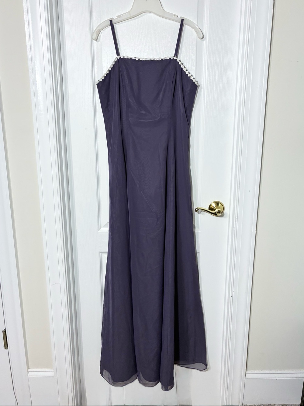 2001 VTG Impression Lace Trim Purple Chiffon Formal Dress & Shawl Sz 14 Y2K